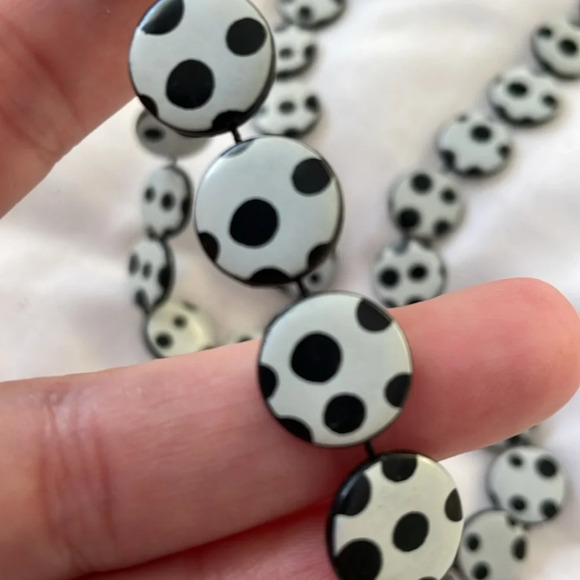 Jewelry - Vintage Domino/Dalmatian necklace. Black/white polka dot. 15” length, .5” discs.